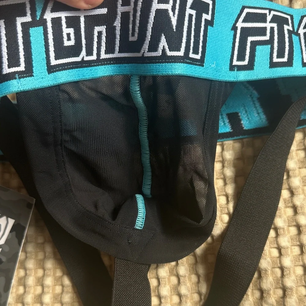 Fort Troff Men's Black and Blue Sheer Mesh Shadow Jockstrap
